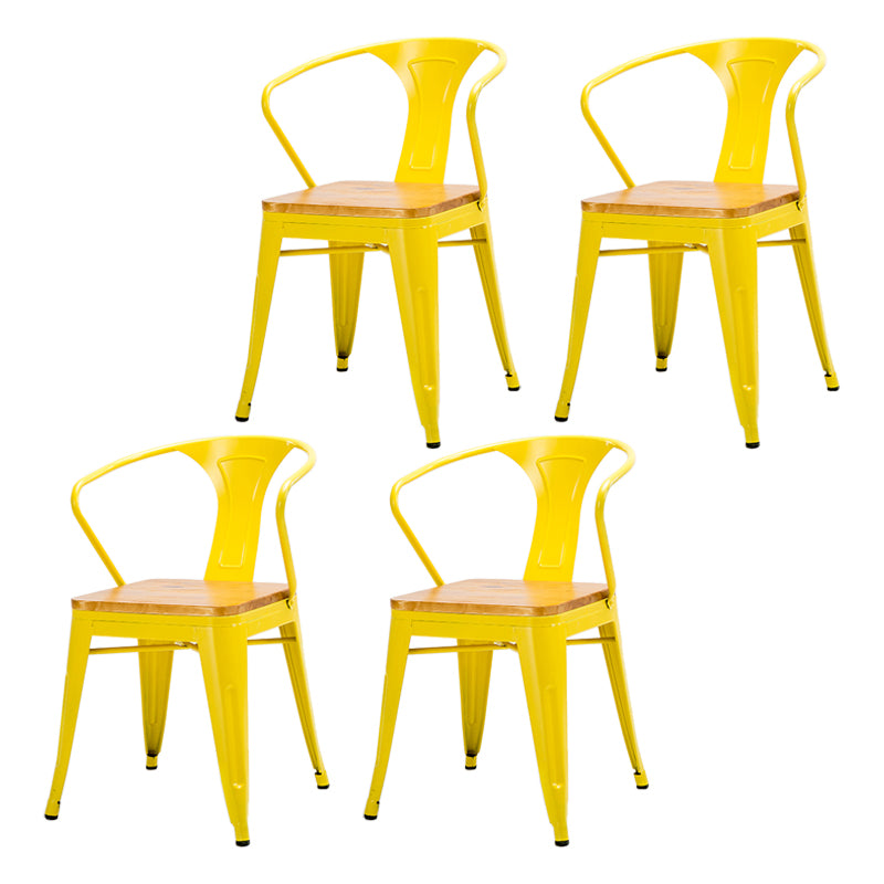 Industrial Dining Arm Chair Slat Back Side Chair with 4 Metal Legs for Home