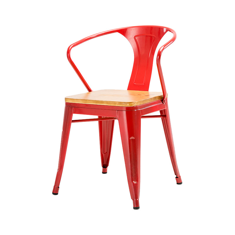 Chaise de salle à manger industrielle, chaise latérale à dossier à lattes avec 4 pieds en métal pour la maison