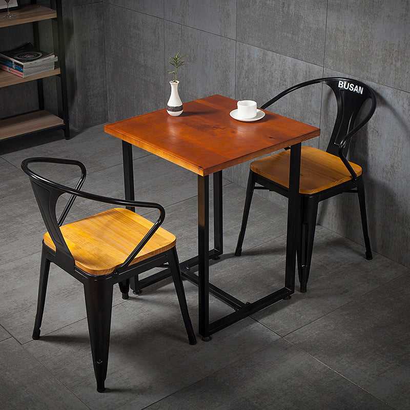 Industrial Dining Arm Chair Slat Back Side Chair with 4 Metal Legs for Home