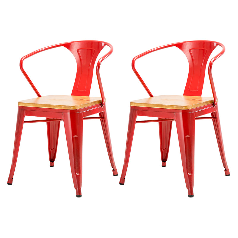 Industrial Dining Arm Chair Slat Back Side Chair with 4 Metal Legs for Home