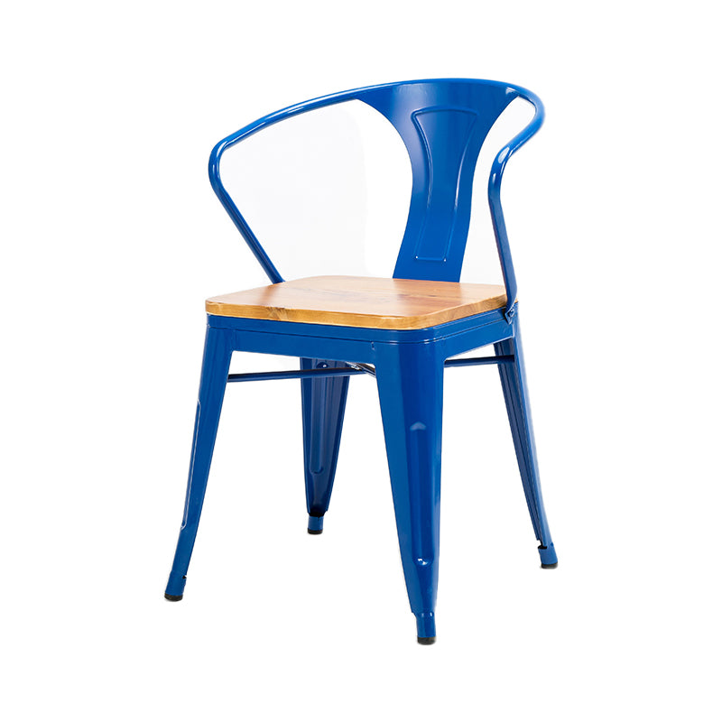 Chaise de salle à manger industrielle, chaise latérale à dossier à lattes avec 4 pieds en métal pour la maison