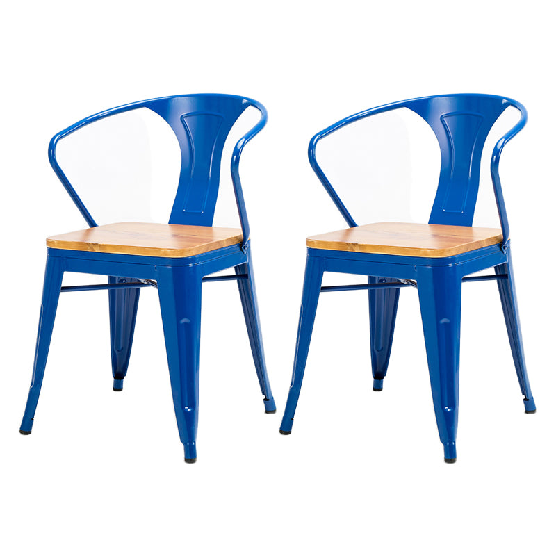 Industrial Dining Arm Chair Slat Back Side Chair with 4 Metal Legs for Home