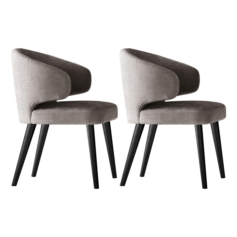 Glam Style Upholstered Side Chair Solid Back Chair with 4 Black Finish Legs