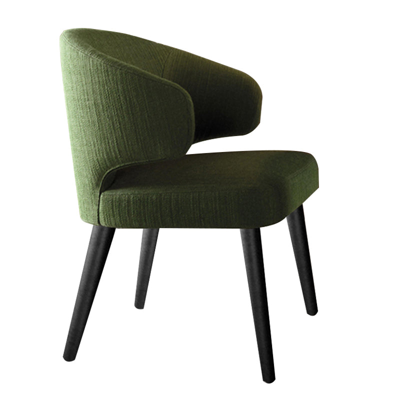 Glam Style Upholstered Side Chair Solid Back Chair with 4 Black Finish Legs
