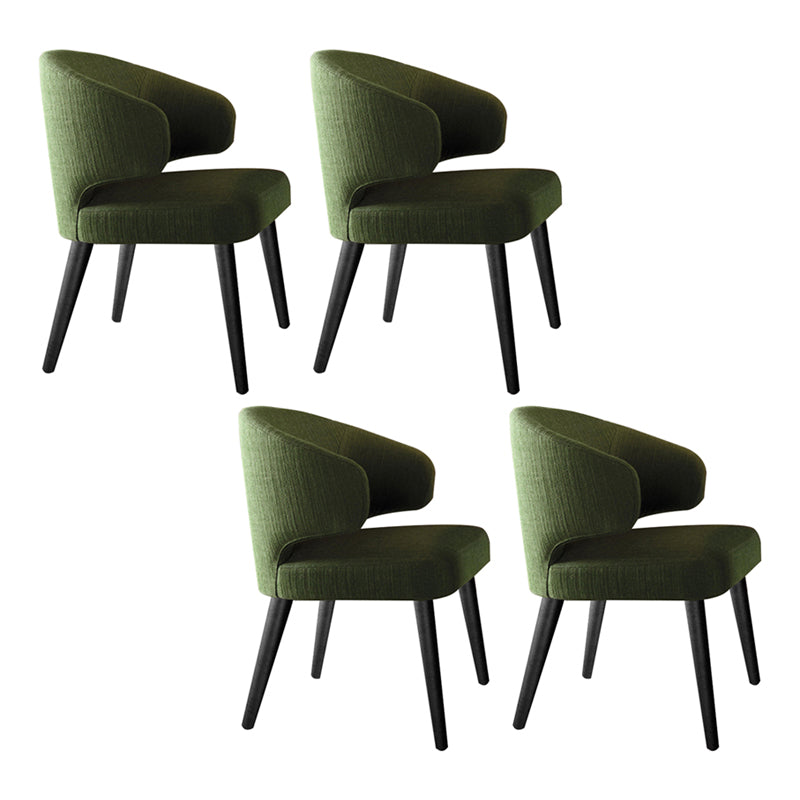 Glam Style Upholstered Side Chair Solid Back Chair with 4 Black Finish Legs