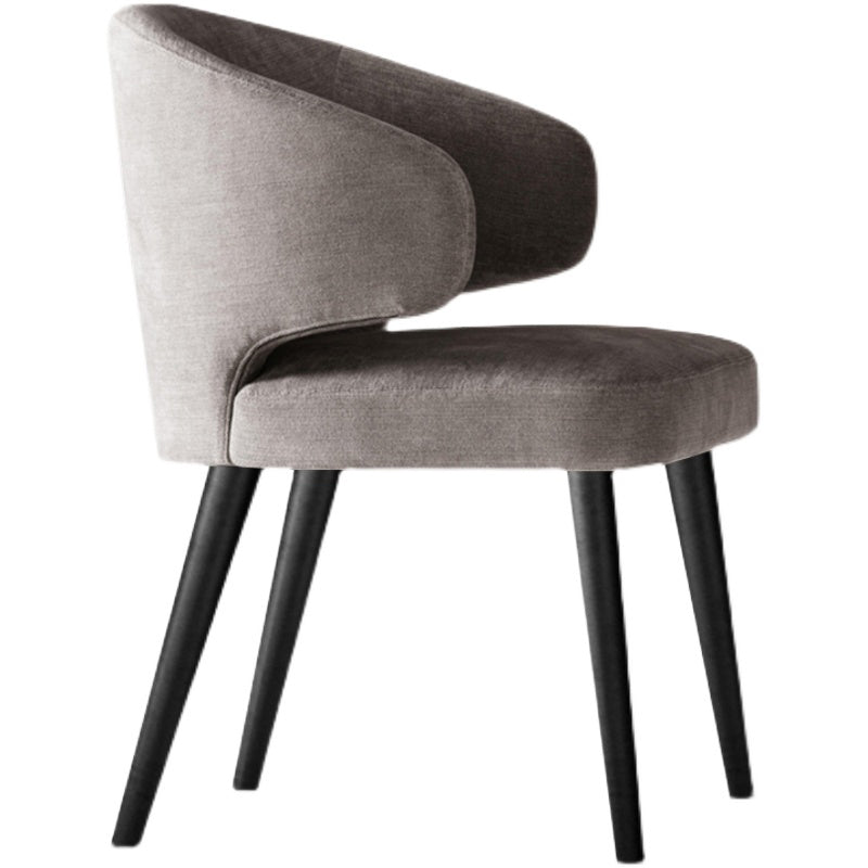 Glam Style Upholstered Side Chair Solid Back Chair with 4 Black Finish Legs
