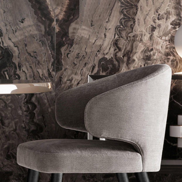 Glam Style Upholstered Side Chair Solid Back Chair with 4 Black Finish Legs
