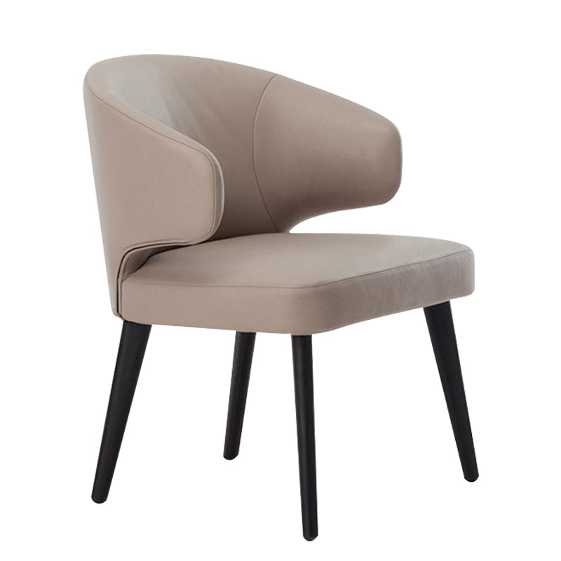 Glam Style Upholstered Side Chair Solid Back Chair with 4 Black Finish Legs