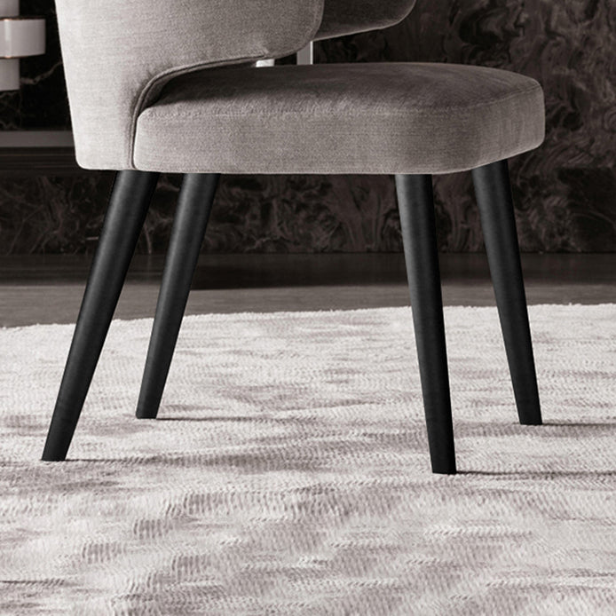 Glam Style Upholstered Side Chair Solid Back Chair with 4 Black Finish Legs
