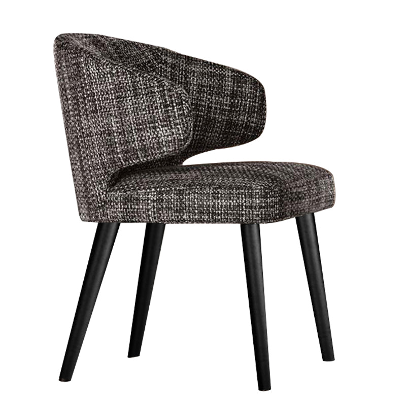 Glam Style Upholstered Side Chair Solid Back Chair with 4 Black Finish Legs