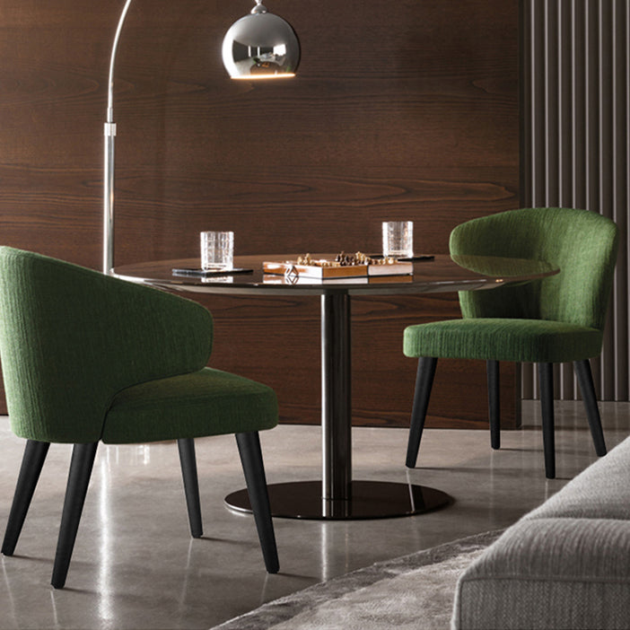Glam Style Upholstered Side Chair Solid Back Chair with 4 Black Finish Legs