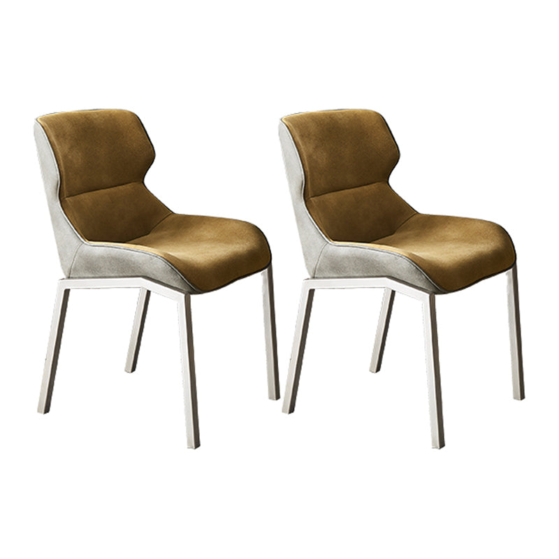 Nordic Cushioned Dining Chair 32"H Wingback Parsons Chair with Metal Base for Restaurant