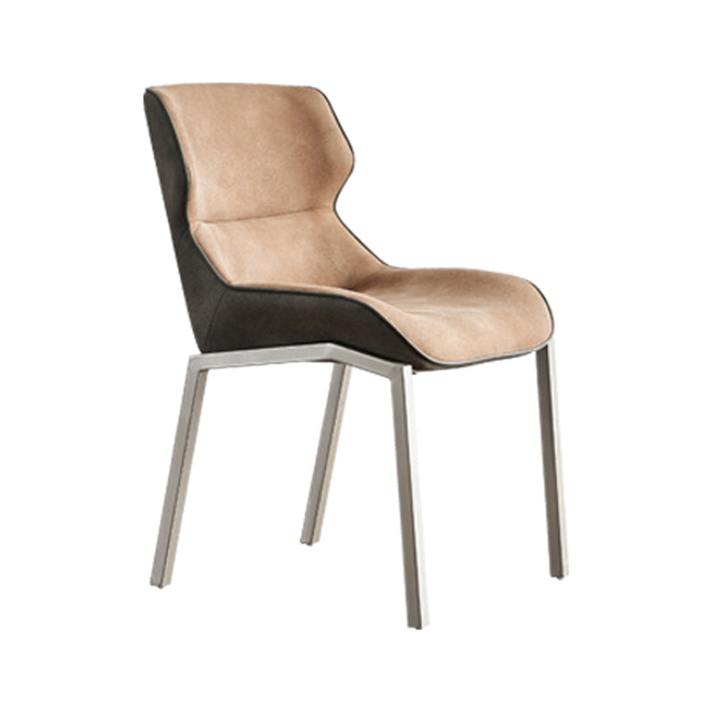 Chaise de salle à manger rembourrée nordique, chaise Parsons à oreilles de 32 pouces de hauteur avec base en métal pour restaurant