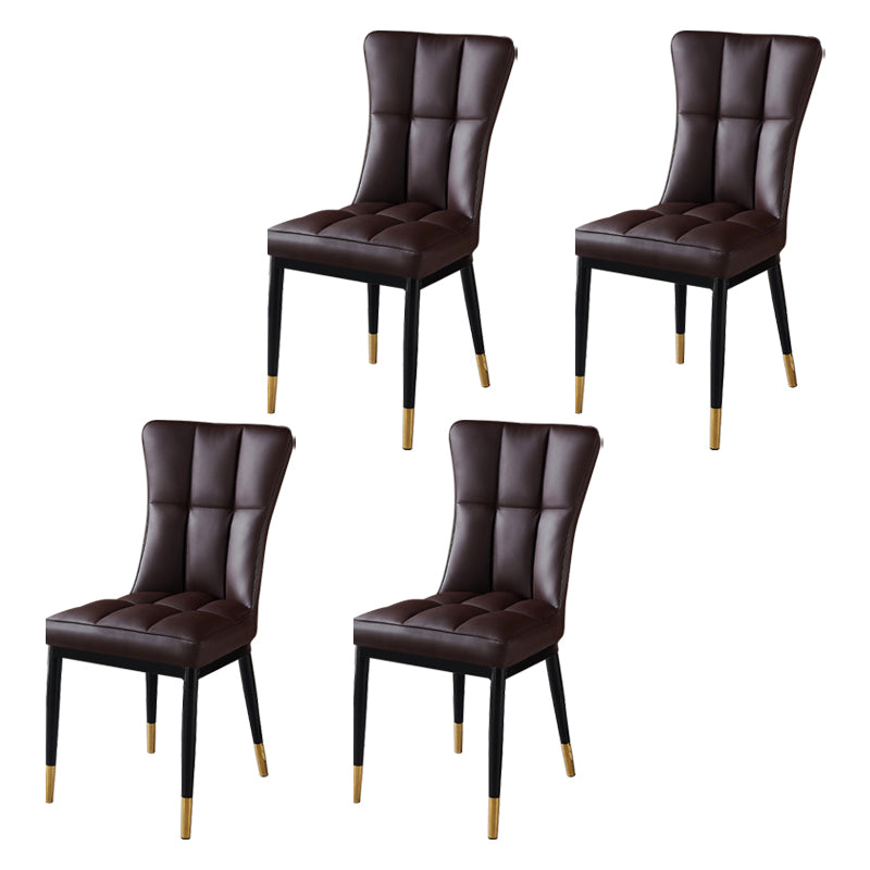 Glam Style Wingback Side Chair Upholstered Armless Dining Chairs for Home