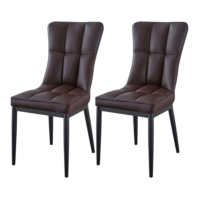 Glam Style Wingback Side Chair Upholstered Armless Dining Chairs for Home