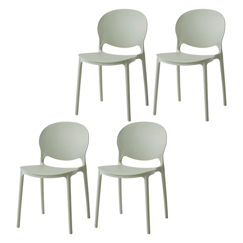 Chaise latérale de salle à manger à dossier ouvert en plastique nordique, chaise de salle à manger de 32 pouces avec 4 pieds pour Restaurant