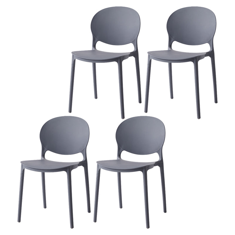 Chaise latérale de salle à manger à dossier ouvert en plastique nordique, chaise de salle à manger de 32 pouces avec 4 pieds pour Restaurant