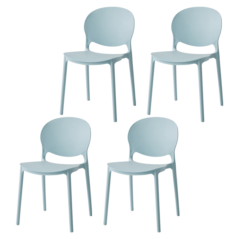 Chaise latérale de salle à manger à dossier ouvert en plastique nordique, chaise de salle à manger de 32 pouces avec 4 pieds pour Restaurant