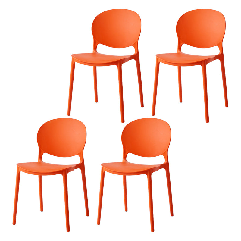 Chaise latérale de salle à manger à dossier ouvert en plastique nordique, chaise de salle à manger de 32 pouces avec 4 pieds pour Restaurant