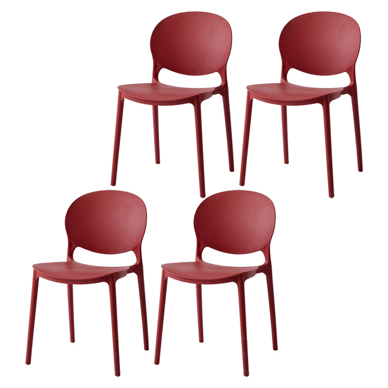Chaise latérale de salle à manger à dossier ouvert en plastique nordique, chaise de salle à manger de 32 pouces avec 4 pieds pour Restaurant