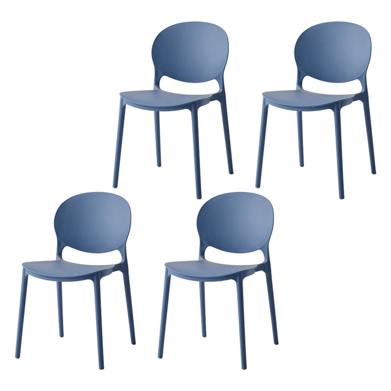 Chaise latérale de salle à manger à dossier ouvert en plastique nordique, chaise de salle à manger de 32 pouces avec 4 pieds pour Restaurant