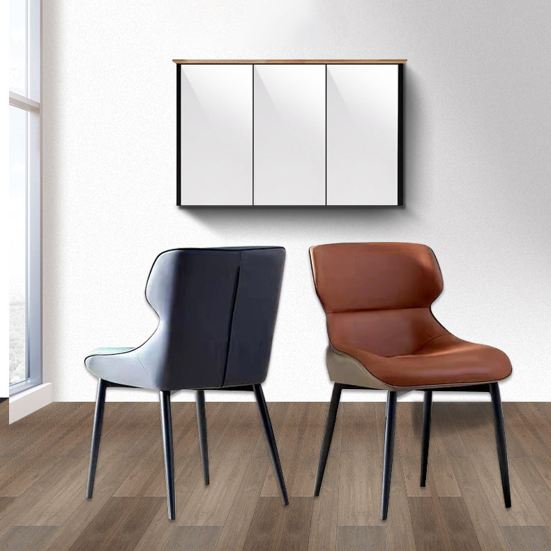 Modern Cushioned Dining Chair 32"H Wingback Parsons Chair with Metal Base for Restaurant