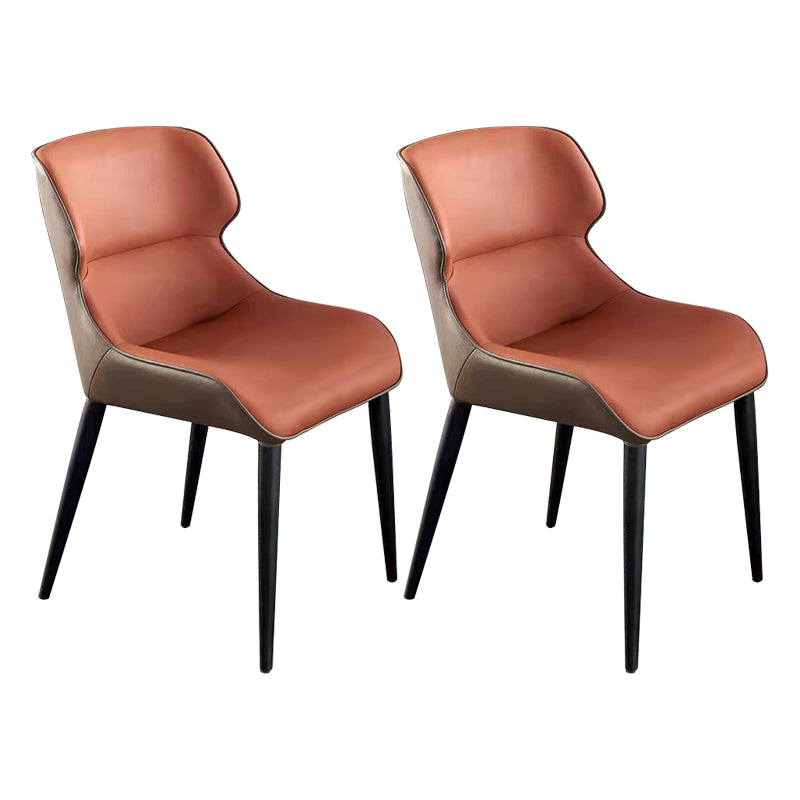 Chaise de salle à manger rembourrée moderne, chaise Parsons à oreilles de 32 pouces de hauteur avec base en métal pour restaurant