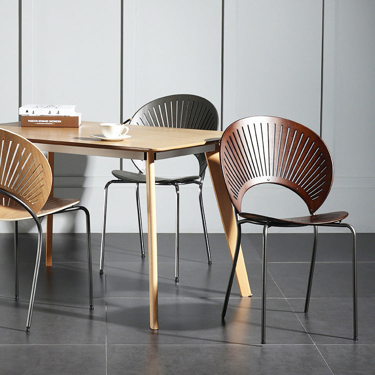 Metal Contemporary Style Kitchen Chair Open Back Side Dining Chairs Set