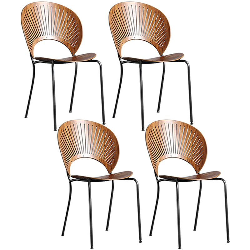 Metal Contemporary Style Kitchen Chair Open Back Side Dining Chairs Set
