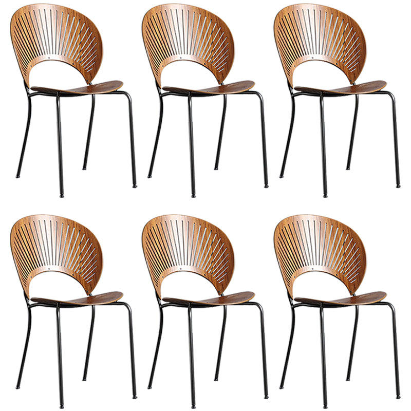 Metal Contemporary Style Kitchen Chair Open Back Side Dining Chairs Set