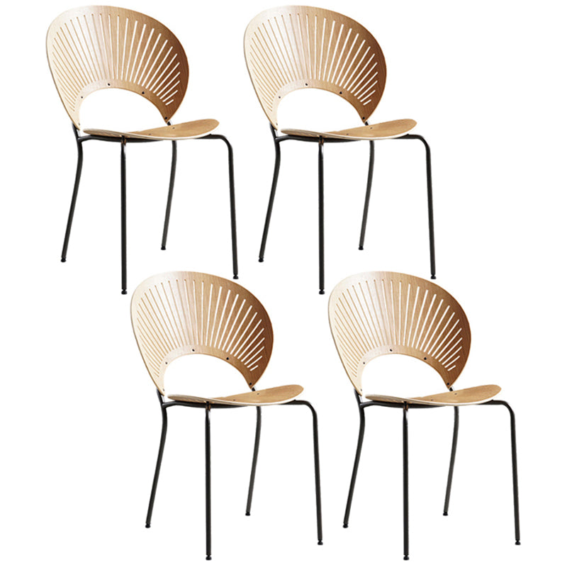 Metal Contemporary Style Kitchen Chair Open Back Side Dining Chairs Set