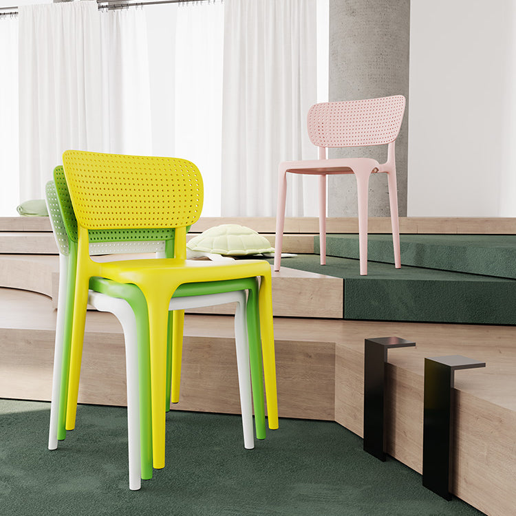 Contemporary Plastic Open Side Chair Stacking Study Room Dining Chair With Matte Finish