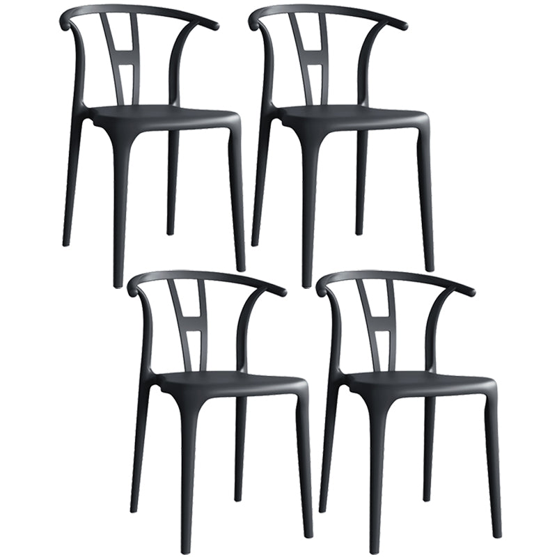 Contemporary Plastic Open Side Chair Stacking Study Room Dining Chair With Matte Finish