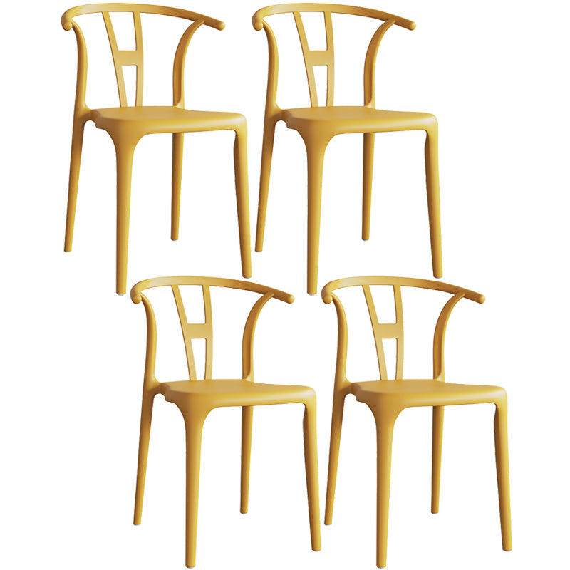 Contemporary Plastic Open Side Chair Stacking Study Room Dining Chair With Matte Finish