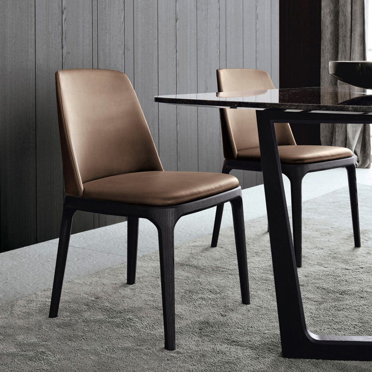 Nordic Style Side Solid Dining Room Chair Leather Parsons Chair for Home Use