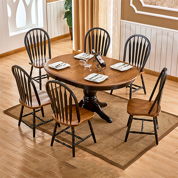 Solid Wood Traditional Dining Room Chair Matte Finish Windsor Back Side Chair