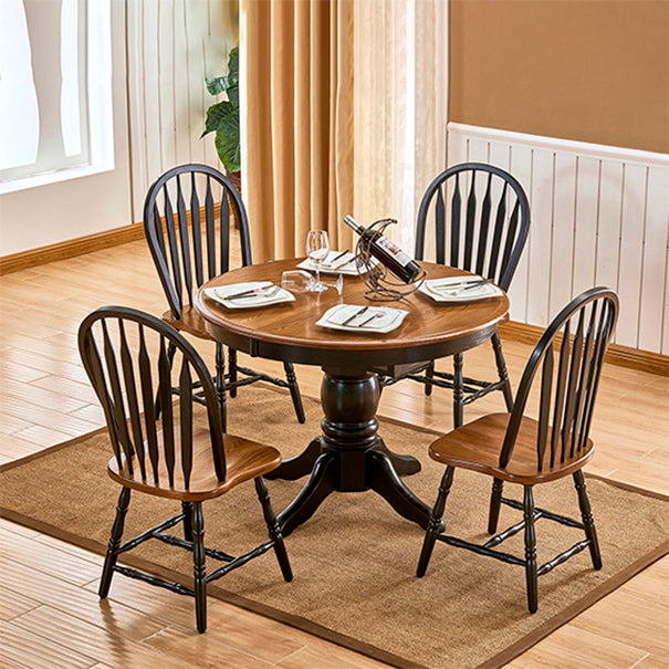 Solid Wood Traditional Dining Room Chair Matte Finish Windsor Back Side Chair