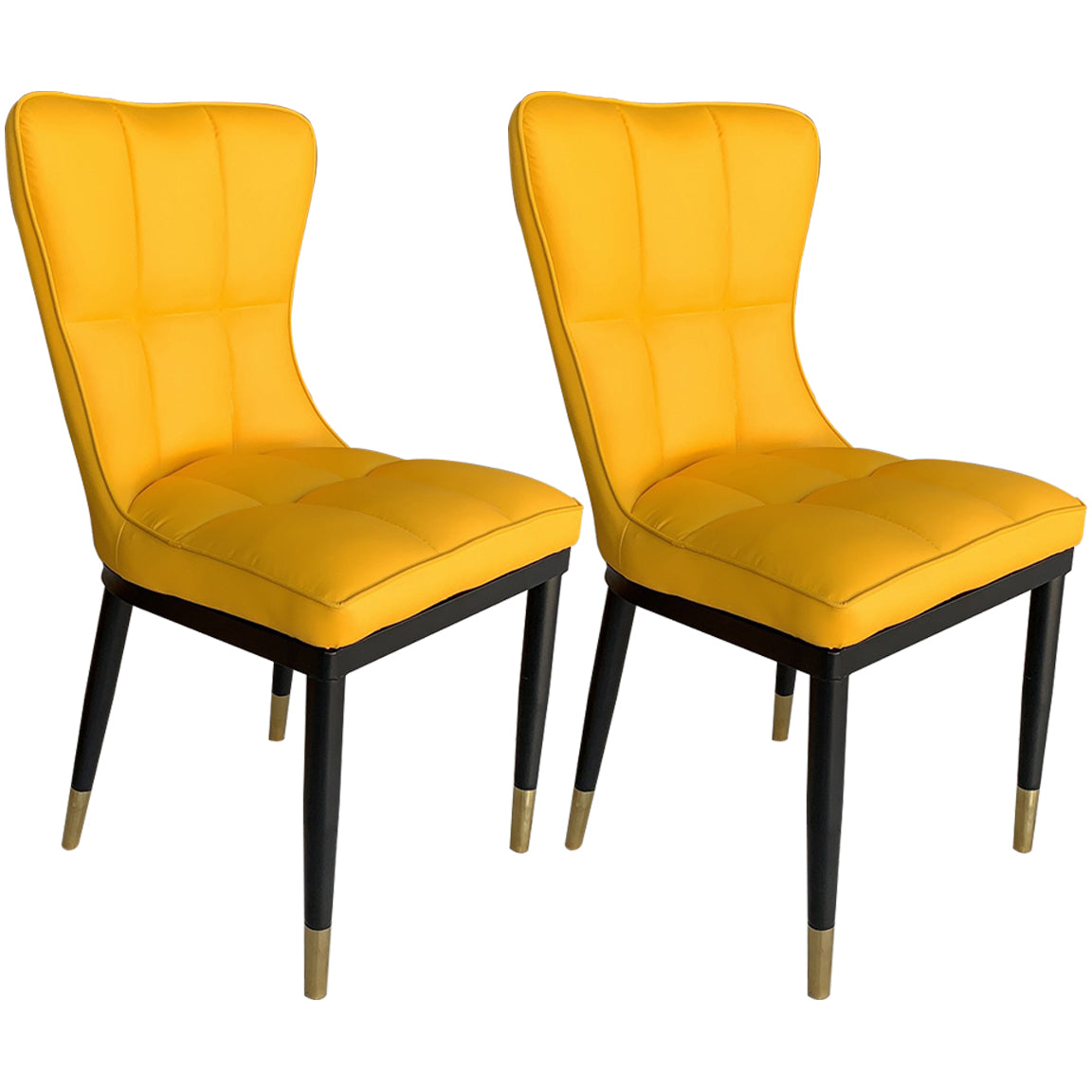 Sillas de comedor sin brazos de cuero modernas, sillas laterales tapizadas con patas de metal