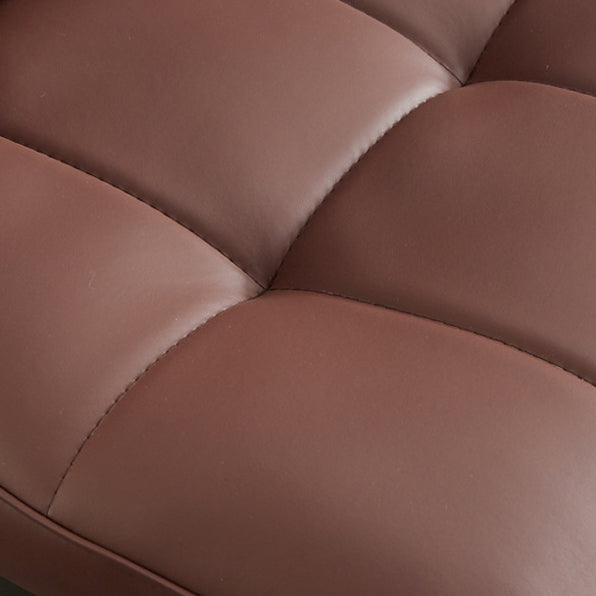 Sillas de comedor sin brazos de cuero modernas, sillas laterales tapizadas con patas de metal