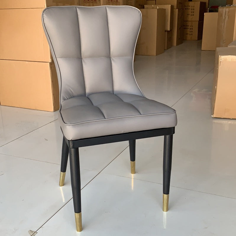Chaises de salle à manger sans bras en cuir modernes, chaises latérales rembourrées avec pieds en métal