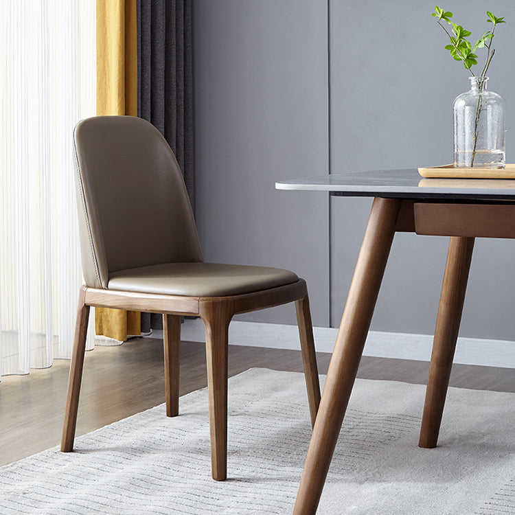 Industrial Dining Chair Solid Back Chair with 4 Wood Legs for Home Use