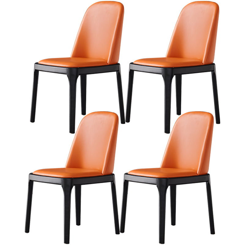 Industrial Dining Chair Solid Back Chair with 4 Wood Legs for Home Use