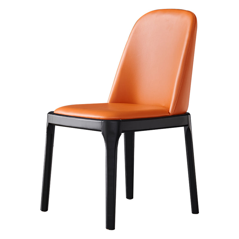 Industrial Dining Chair Solid Back Chair with 4 Wood Legs for Home Use