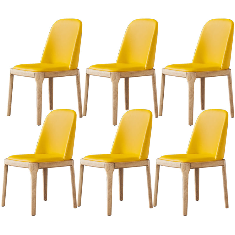 Industrial Dining Chair Solid Back Chair with 4 Wood Legs for Home Use
