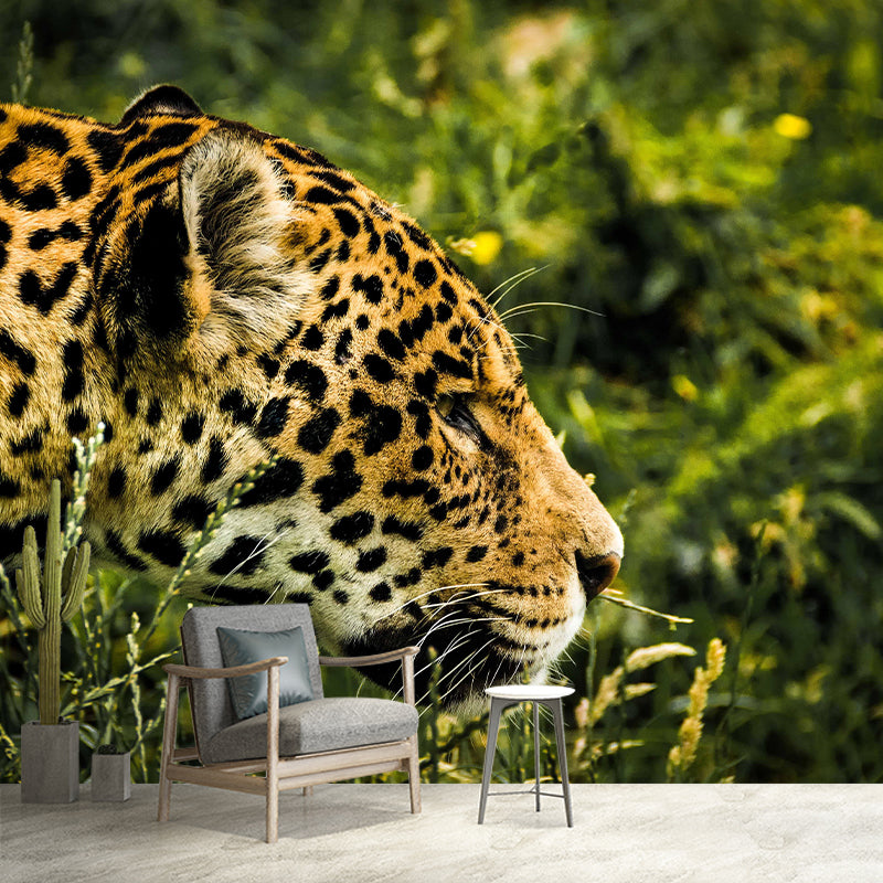Customized Moisture Resistant Jaguar Mural Wallpaper Environment Friendly Wall Decor