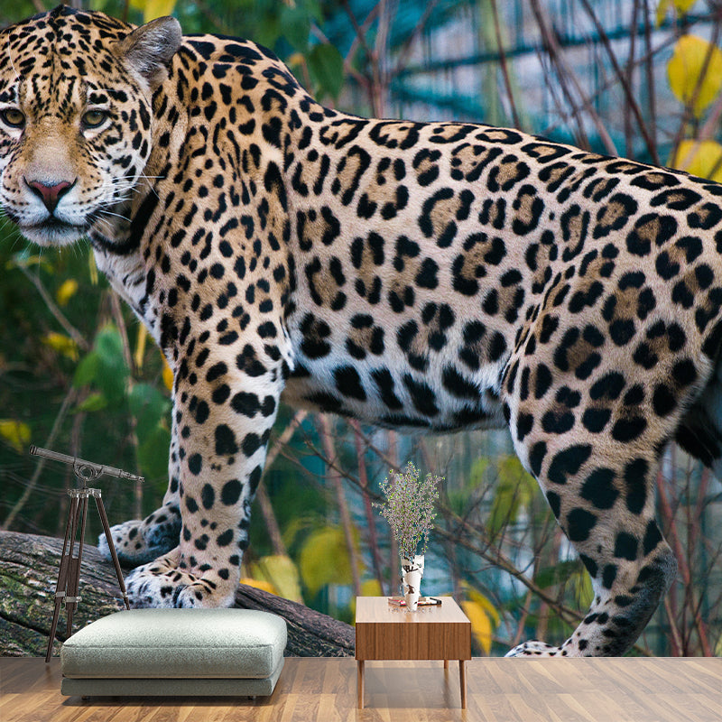 Customized Moisture Resistant Jaguar Mural Wallpaper Environment Friendly Wall Decor