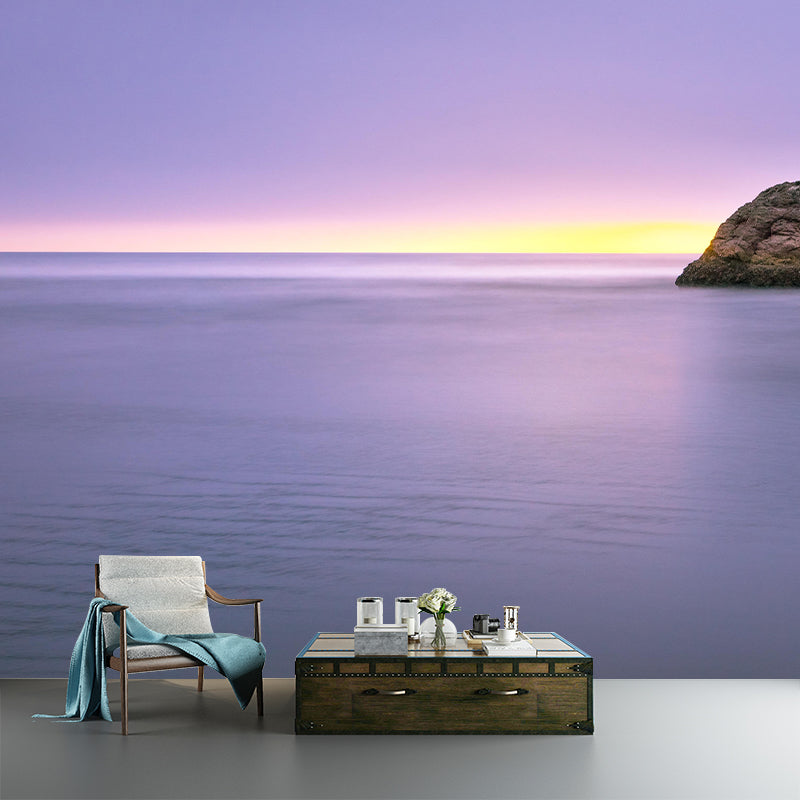 Huge Sea Mural Decal Decorative Modern Style Moisture Resistant in Light Color