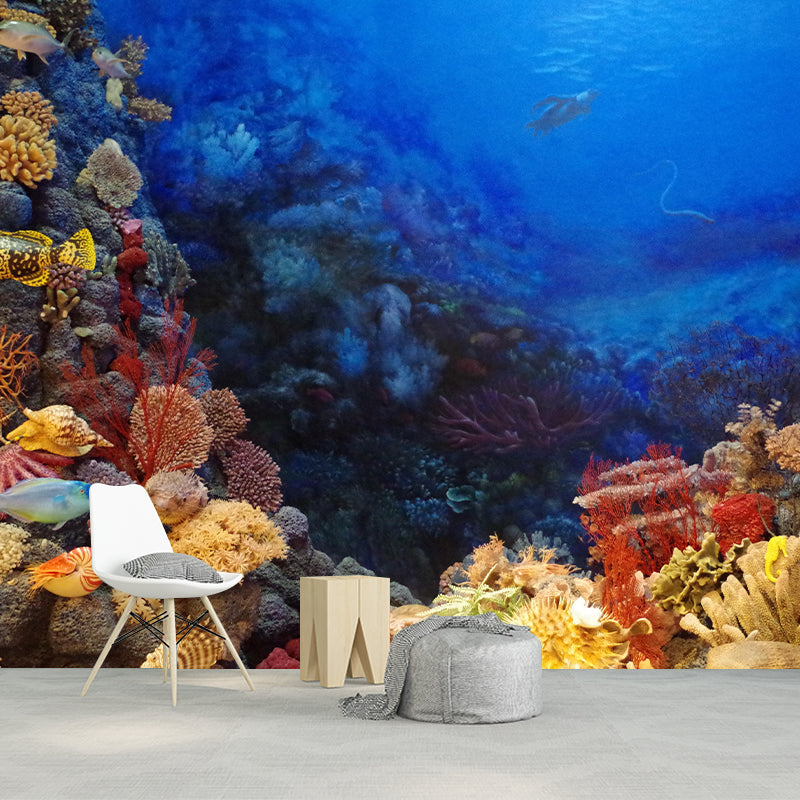 Tropical Sea Creatures Wall Covering for Sleeping Room Stain Resistant
