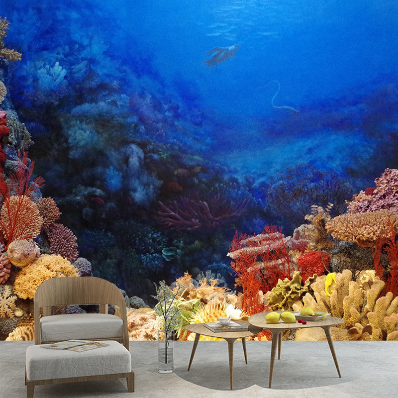 Tropical Sea Creatures Wall Covering for Sleeping Room Stain Resistant
