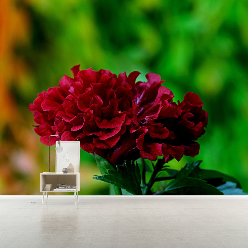 Customized Moisture Resistant Mural Wallpaper Decal Hibiscus Blooming Wall Decor